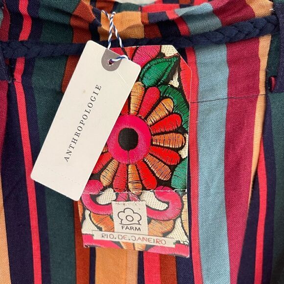 Farm Rio Anthropologie Striped  Wide Leg linen blend Pants Size NWT. M - Picture 10 of 10